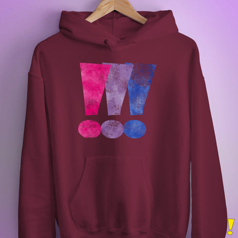 Bisexual Pride Exclamation Points Hoodie - Maroon